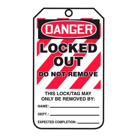 Accuform Accuform Lockout Tag, Danger Locked Out Do Not Remove Tag HS-Laminate, 25/Pack MLT418LTP